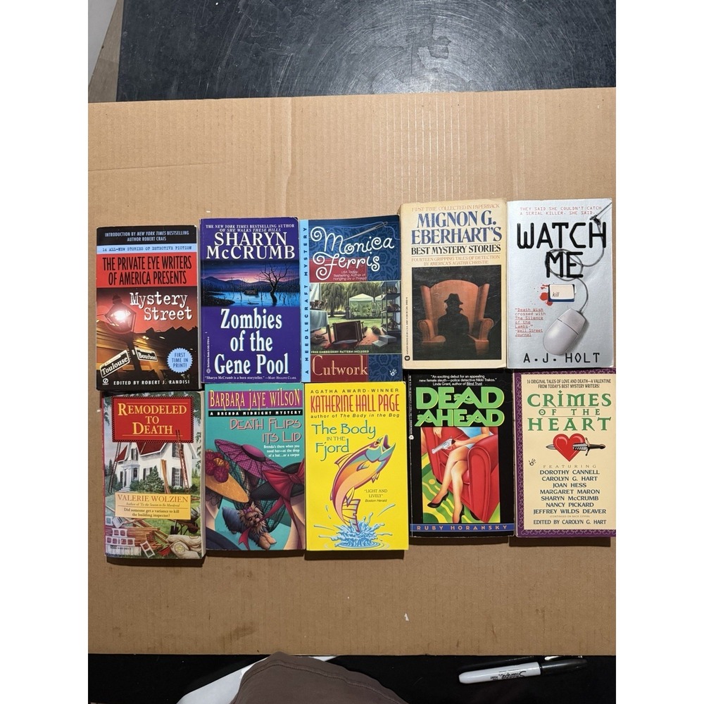 Lot of 10 random murder mystery novel paperback books, various authors B46